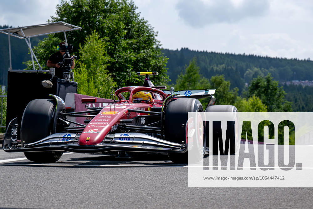 STAVELOT, BELGIUM: Lewis Hamilton, racing for the Ferrari team during the 2025 Formula 1 Belgian Grand Prix at the Circuit de Spa-Francorchamps in Stavelot, Belgium