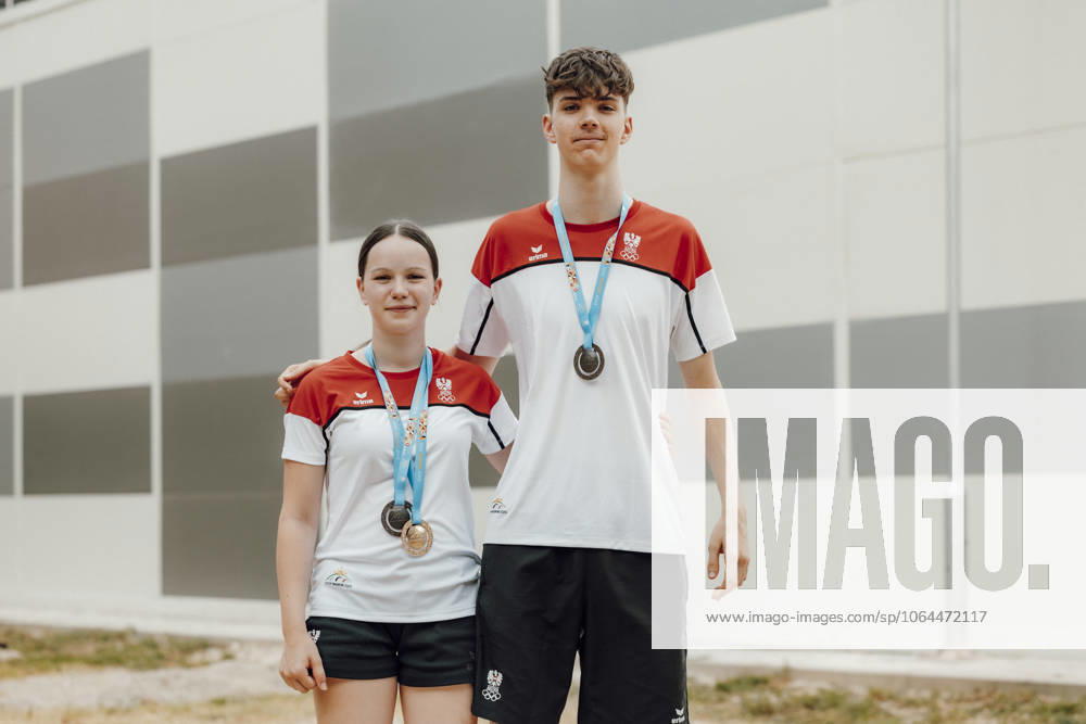 OLYMPICS - EYOF Skopje 2025 SKOPJE,NORTH MACEDONIA,26.JUL.25 - OLYMPICS - EYOF, European Youth Olympic Festival Skopje 2025, Table tennis, Tischtennis Image shows Tobias Tischberger and Nina Skerbinz (AUT). GEPAxpictures xPatrickxSteiner