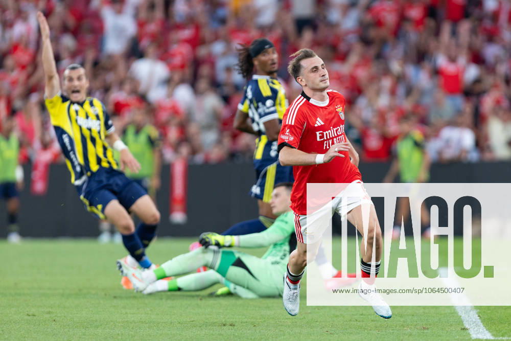 Benfica forward from Turkey KEREM AKTURKOGLU (7) celebrating after scoring a goal during the game for the Eusebio Cup between Benfica and Fenerbahce at Estadio da Luz Lisbon Portugal - ZUMAs359 20250726_zsp_s359_040