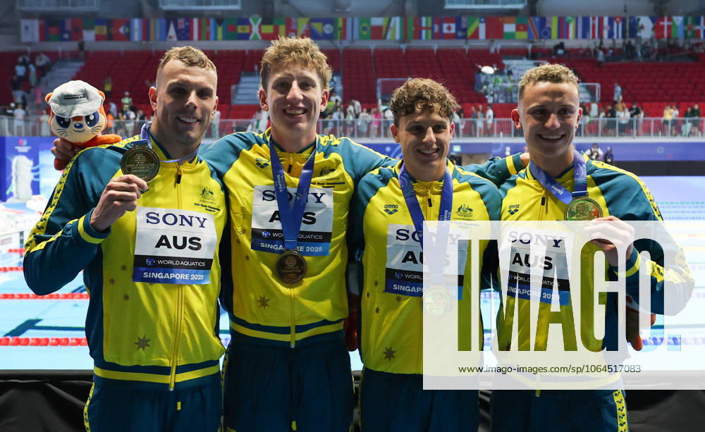World Aquatics Championships 2025 Singapore World Aquatics Championships 2025 Singapore Men 4x100 Men Freestyle Team Australia clinched the gold medal in the Womens 4x100m Freestyle Relay, followed by the United States with silver and the Netherlands securing bronze during the medal ceremony at the World Aquatics Championships 2025. Singapore Aquatics Centre Singapore