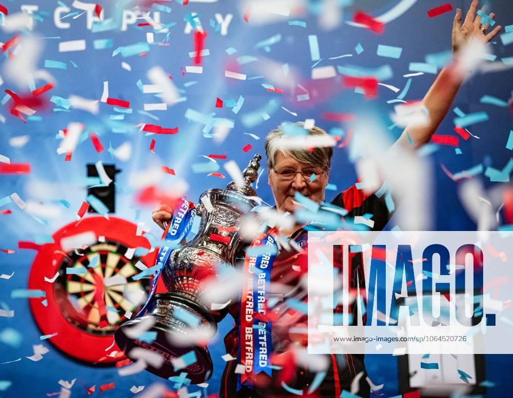 27th July 2025; Winter Gardens, Blackpool, England; 2025 Betfred Womens World Matchplay Darts; Lisa Ashton celebrates winning the Betfred Womens World Matchplay final against Fallon Sherrock GodfreyxPitt