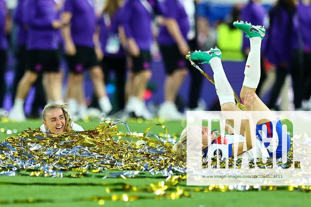 Georgia Stanway of England Women and Leah Williamson of England Women celebrate in the confetti England Women v Spain Women, UEFA European Women s Championship, Final, Football, St. Jakob Park, Basel, Switzerland - 27 Jul 2025Basel St. Jakob Park Switzerland
