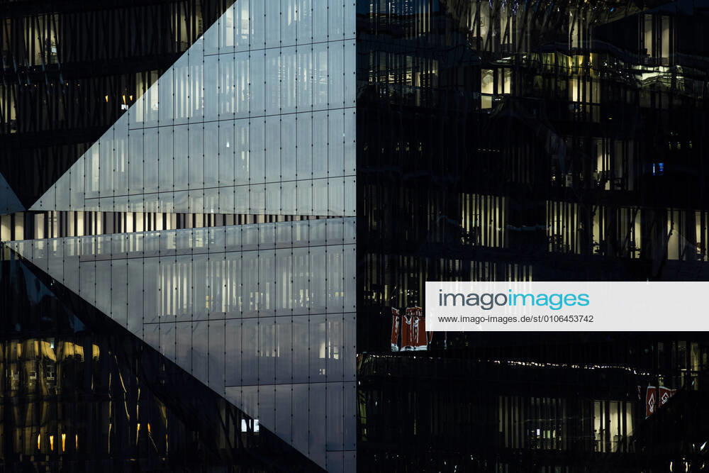 Illuminated offices stand out in the dark in Berlin, 13 11 2020 Berlin Germany