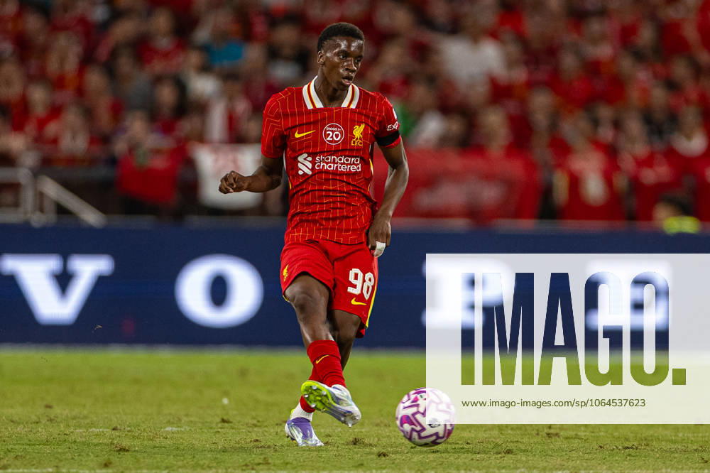 Football - Pre-Season - Liverpool FC v AC Milan HONG KONG - Saturday, July 26, 2025: Liverpool s Trey Nyoni during the Hong Kong Football Festival 2025 pre-season match between Liverpool FC and AC Milan at the Kai Tak Stadium. (Photo by David Rawcliffe Propaganda) HONG KONG Kai Tak Stadium HONG KONG CHINA