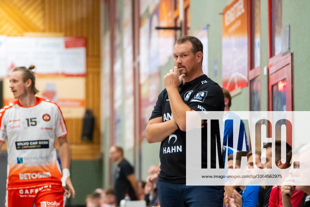 Handball I Men I Season 2025 2026 I Test match I TVB Stuttgart BSV Bern I 28 07 2025 Coach Misha Kaufmann TVB Stuttgart Gemeindehalle Bittenfeld Waiblingen Baden Württemberg Germany