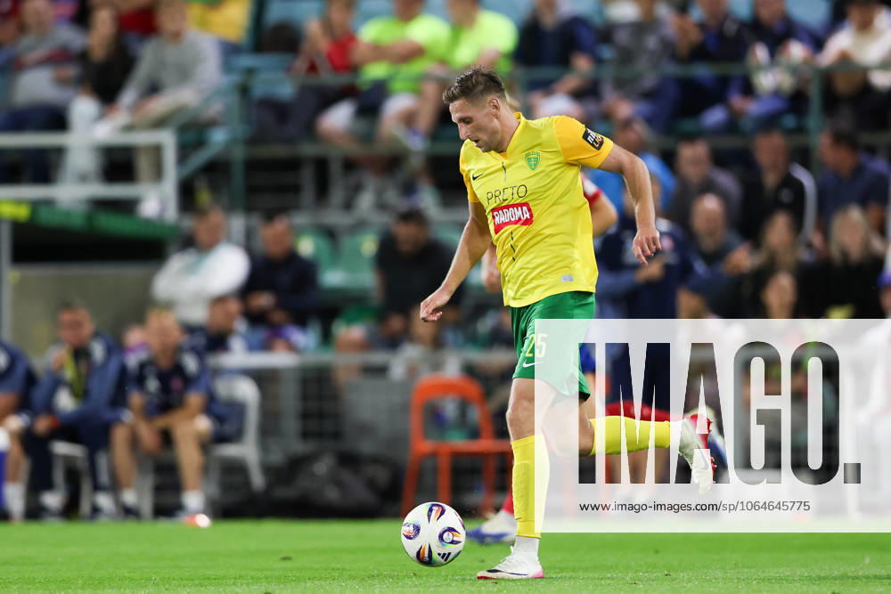 Filip Kasa of MSK Zilina seen in action during the UEFA Conference League 2025 2026 match between MSK Zilina and Rakow Czestochow at Stadion MSK Zilina. Final Score; MSK Zilina 1: 3 Rakow Czestochowa. Zilina Slovakia - ZUMAs197 20250731_aab_s197_030