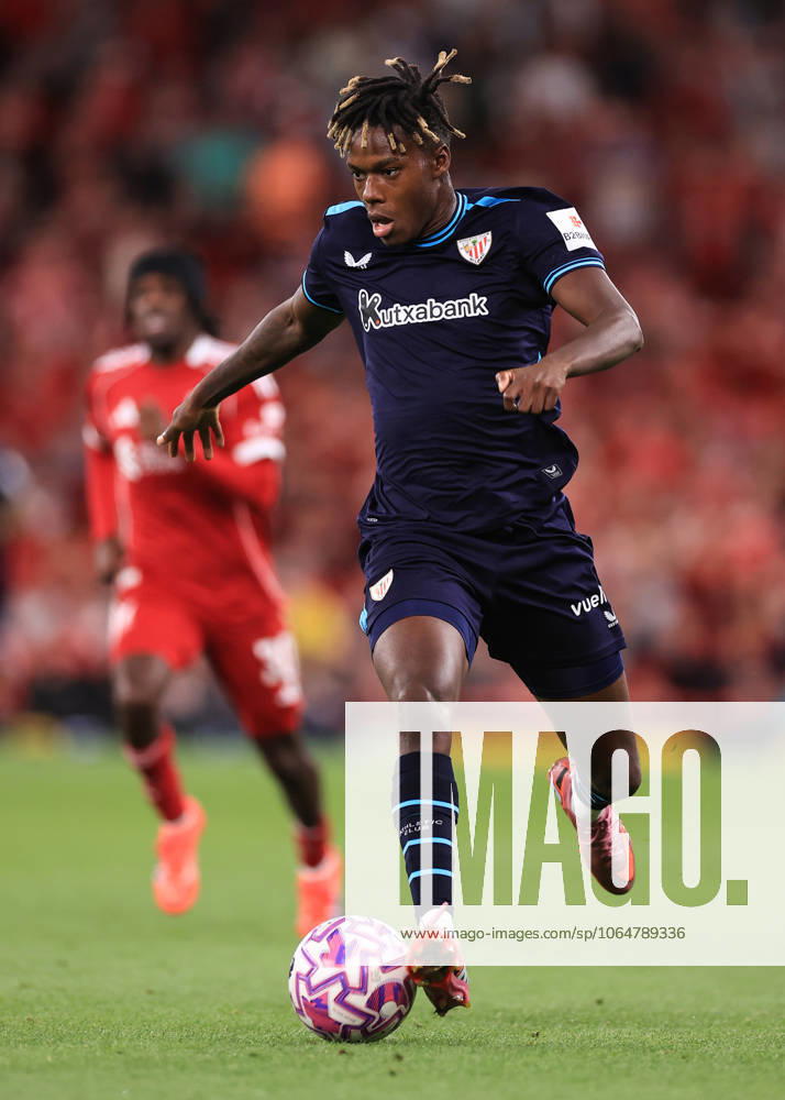 Fußball Vorsaison Freundschaftsspiel Liverpool v Athletic Bilbao 4. August 2025 Vorsaison Freundschaftsspiel Liverpool v Athletic Bilbao Nico Williams von Athletic Bilbao Foto Simon Stacpoole Abseits Liverpool UK