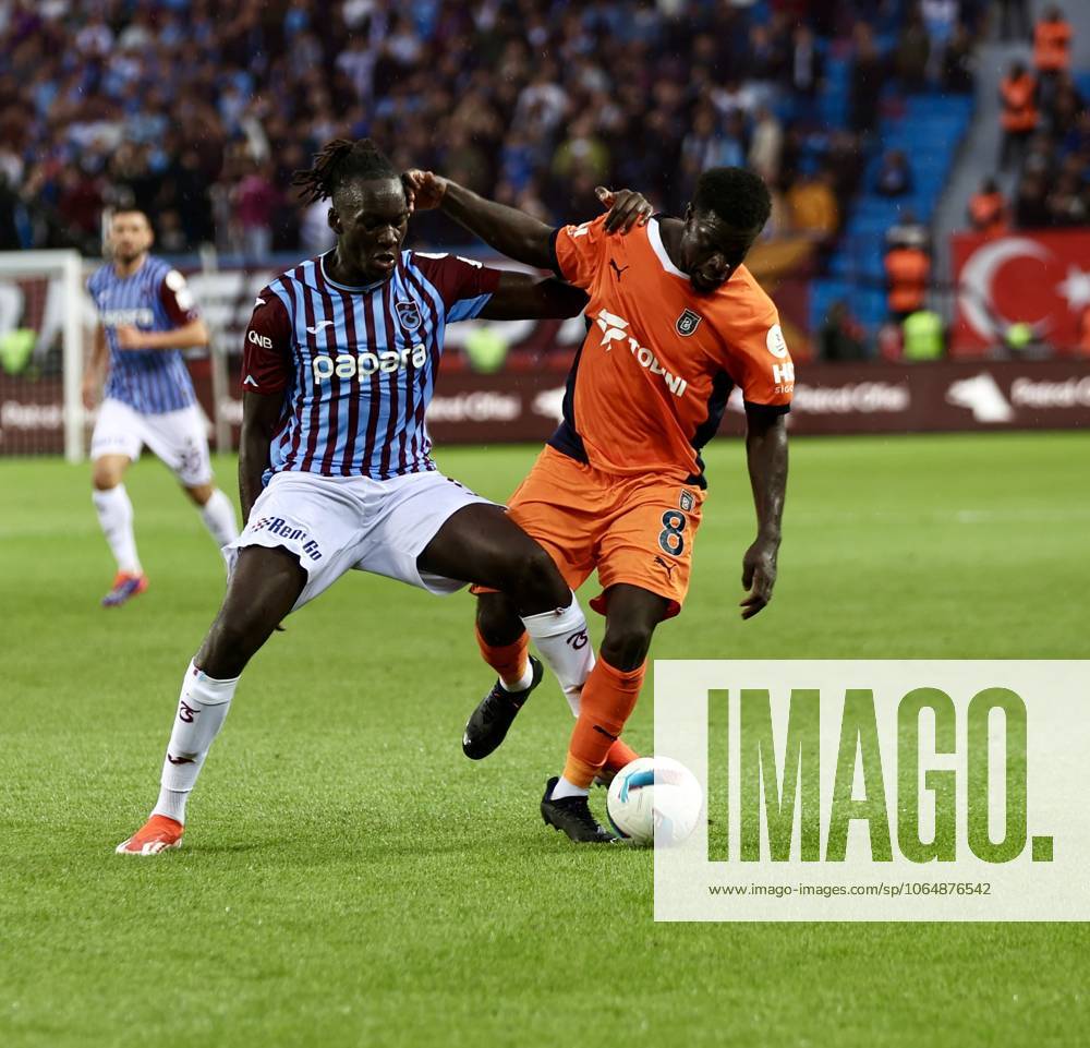 Trabzonspor v Basaksehir - Turkish Super Lig TRABZON, TURKIYE - OCTOBER 19: Batista Mendy (L) of Trabzonspor in action during the Turkish Super Lig week 9th match between Trabzonspor and Basaksehir at Papara Park in Trabzon, Turkiye on October 19, 2024. Trabzon Turkey. Editorial use only. Please get in touch for any other usage.