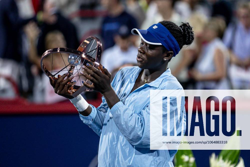 Victoria Mboko Canada after her first title of her career at the WTA Masters 1000 de Montrà al on IGA Centre Court against Naomi Osaka Japan TENNIS WTA 1000 NATIONAL BANK OPEN 2025 FINALE MBOKO OSAKA IGA STADIUM MONTREAL CANADA 07 08 2025 Montassar Yazidi PRESSE SPORTS MONTREAL IGA STADIUM Canada GermanyxJapanxUKxFrancexBelgiumxOUT