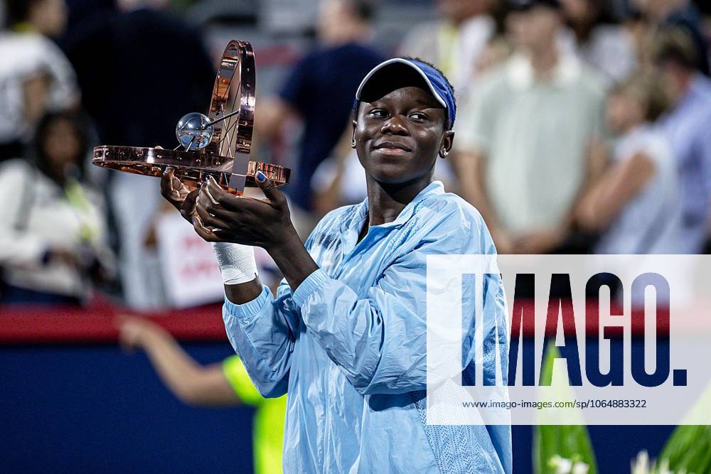 Victoria Mboko Canada after her first title of her career at the WTA Masters 1000 de Montrà al on IGA Centre Court against Naomi Osaka Japan TENNIS WTA 1000 NATIONAL BANK OPEN 2025 FINALE MBOKO OSAKA IGA STADIUM MONTREAL CANADA 07 08 2025 Montassar Yazidi PRESSE SPORTS MONTREAL IGA STADIUM Canada GermanyxJapanxUKxFrancexBelgiumxOUT