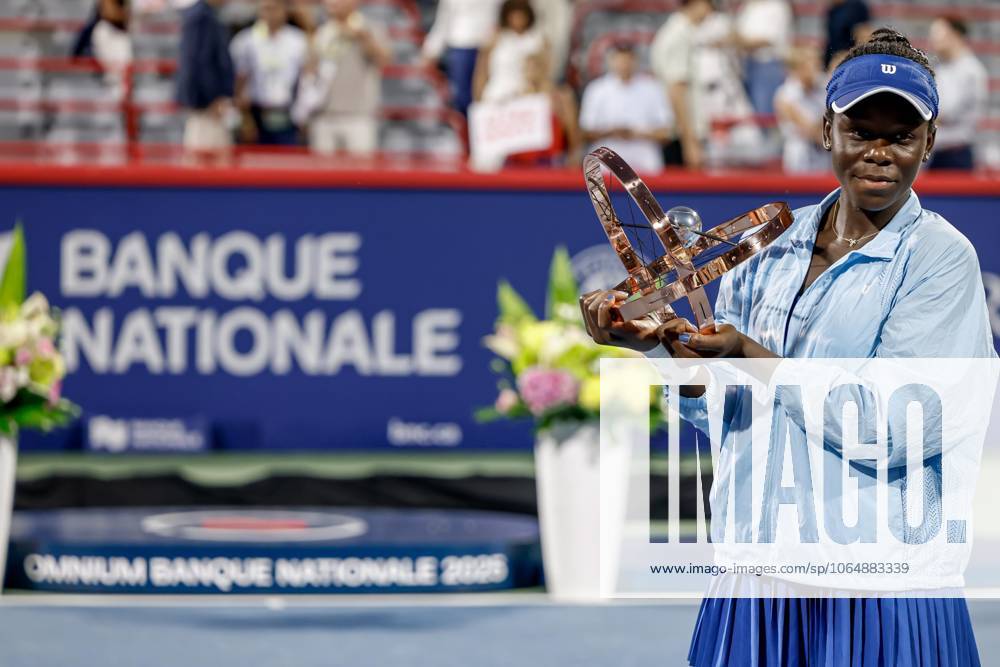 Victoria Mboko Canada after her first title of her career at the WTA Masters 1000 de MontrÃ al on IGA Centre Court against Naomi Osaka Japan TENNIS WTA 1000 NATIONAL BANK OPEN 2025 FINALE MBOKO OSAKA IGA STADIUM MONTREAL CANADA 07 08 2025 Montassar Yazidi PRESSE SPORTS MONTREAL IGA STADIUM Canada GermanyxJapanxUKxFrancexBelgiumxOUT