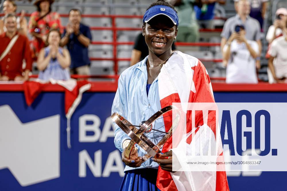 Victoria Mboko Canada after her first title of her career at the WTA Masters 1000 de Montrà al on IGA Centre Court against Naomi Osaka Japan TENNIS WTA 1000 NATIONAL BANK OPEN 2025 FINALE MBOKO OSAKA IGA STADIUM MONTREAL CANADA 07 08 2025 Montassar Yazidi PRESSE SPORTS MONTREAL IGA STADIUM Canada GermanyxJapanxUKxFrancexBelgiumxOUT