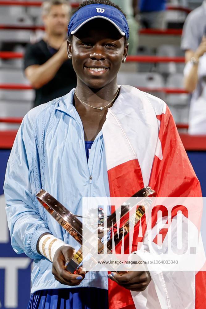 Victoria Mboko Canada after her first title of her career at the WTA Masters 1000 de Montrà al on IGA Centre Court against Naomi Osaka Japan TENNIS WTA 1000 NATIONAL BANK OPEN 2025 FINALE MBOKO OSAKA IGA STADIUM MONTREAL CANADA 07 08 2025 Montassar Yazidi PRESSE SPORTS MONTREAL IGA STADIUM Canada GermanyxJapanxUKxFrancexBelgiumxOUT