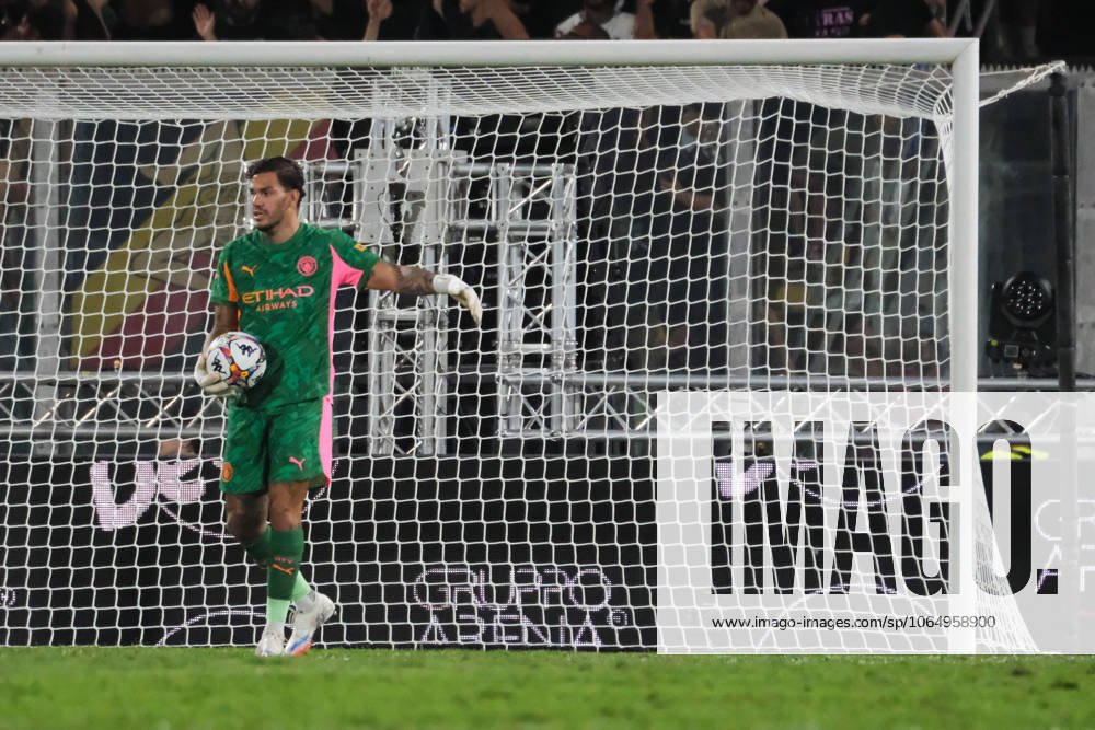 Ederson during the Anglo-Palermitan Trophy match at Renzo Barbera Stadium, Palermo, Italy, on 9 August 2025 during Anglo Palermitan Trophy - Palermo vs Manchester City, Other in Palermo, Italy, August 09 2025