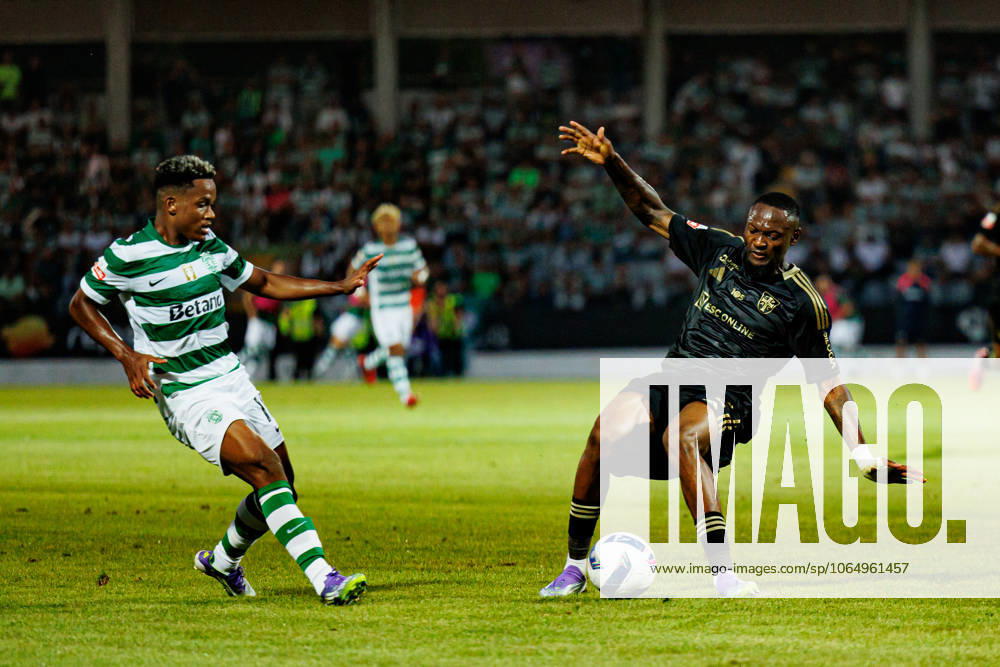 Geny Catamo and Duplexe Tchamba seen during Liga Portugal game between teams of Casa Pia and Sporting CP at Estadio Municipal Rio Maior (Maciej Rogowski) Rio Maior Estadio Municipal Rio Maior Portugal