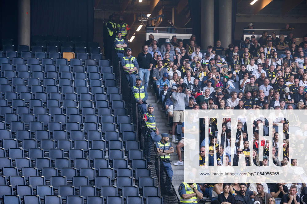 Security guards during the football match in Allsvenskan between AIK and Djurgarden on August 10, 2025 in Stockholm