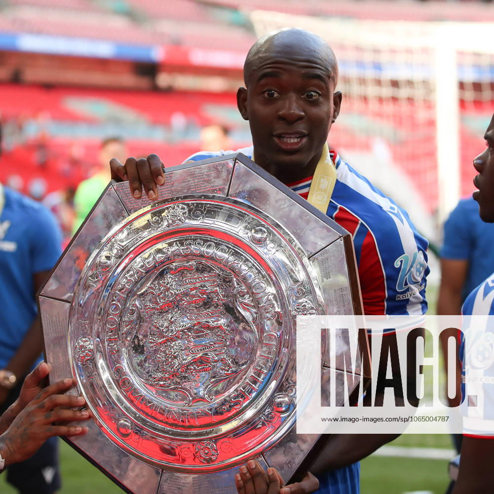 Jean-Philippe Mateta of Crystal Palace celebrates with supporters during the FA Community Shield match between Crystal Palace and Liverpool at Wembley Stadium, London, England on 10 August 2025.