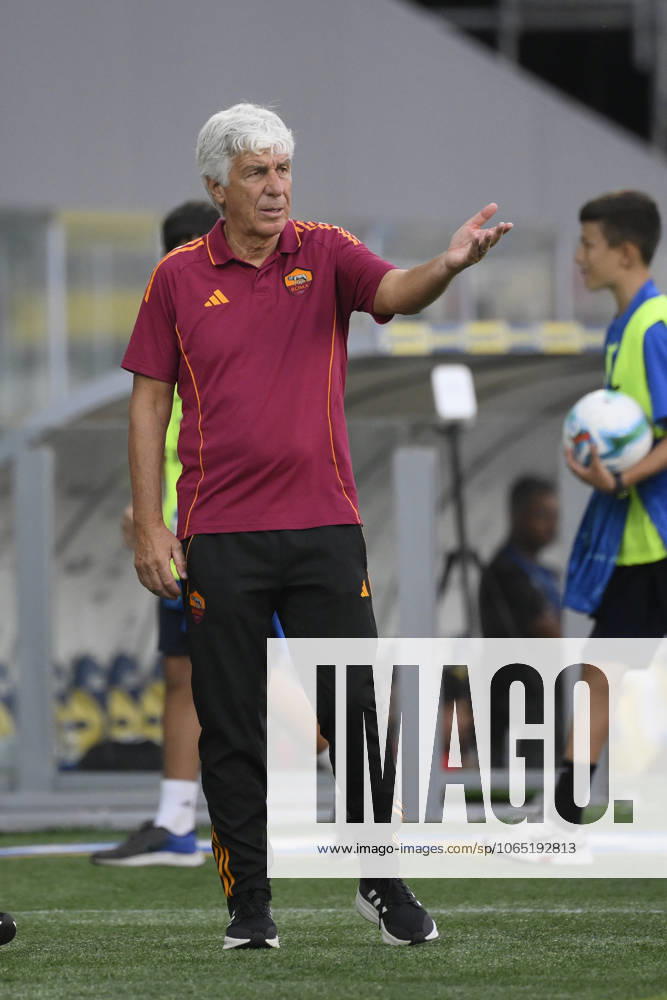 Romas head coach Gian Piero Gasperini during the pre-season friendly match AS Roma vs Neom SC at the Frosinone Benito Stirpe stadium, Italy - Saturday, August 16, 2025 - Soccer ( Photo by Fabrizio Corradetti LaPresse )