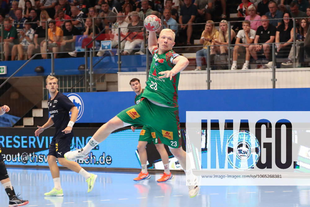 Handball Wartburg Cup SC Magdeburg Skanderborg Handbold, v l Magnus Saugstrup Magdeburg, 23 throws goal, Torschuetze, erzielt Tor, Treffer, scores the goal Eisenach