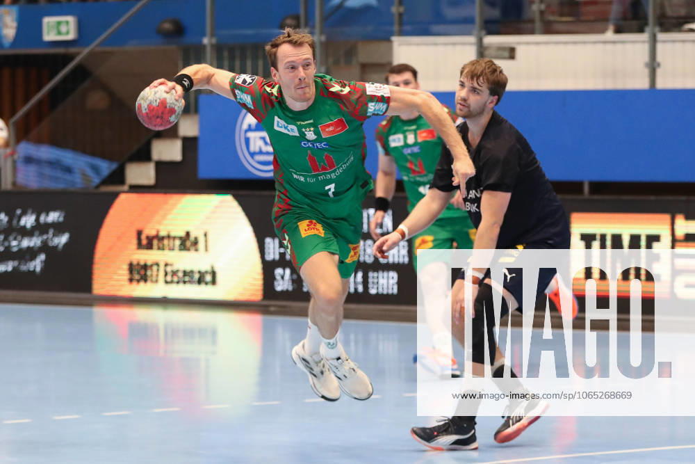 Handball Wartburg Cup SC Magdeburg Skanderborg Handbold, v l Felix Claar Magdeburg, 7 wirft Tor, Torschuetze, erzielt Tor, Treffer, scores the goal Eisenach