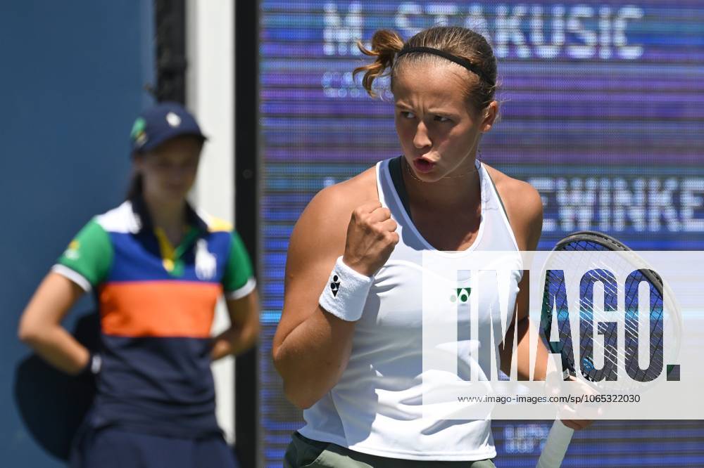 Belgian Hanne Vandewinkel pictured in action during a tennis game against Canadian Stakusic in the first round of the qualifications for the women s singles tournament of the 2025 US Open Grand Slam tennis tournament in New York City, USA, Tuesday 19 August 2025. TONYxBEHAR x131571577x
