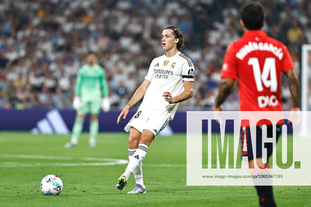 Alvaro Carreras (Real), AUGUST 19, 2025 - Football Soccer : Spanish LaLiga EA Sports match between Real Madrid CF - CA Osasuna at the Estadio Santiago Bernabeu in Madrid, Spain. Noxthirdxpartyxsales aflo_300659156