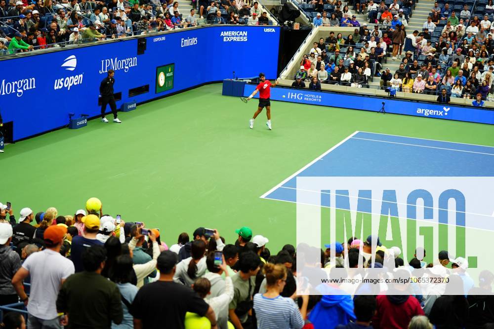 Carlos Alcaraz practices on Arthur Ashe court 2025 US Open, Thursday Previews, USTA Billie Jean King National Tennis Center, New York, USA - 21 Aug 2025New York Flushing Meadows