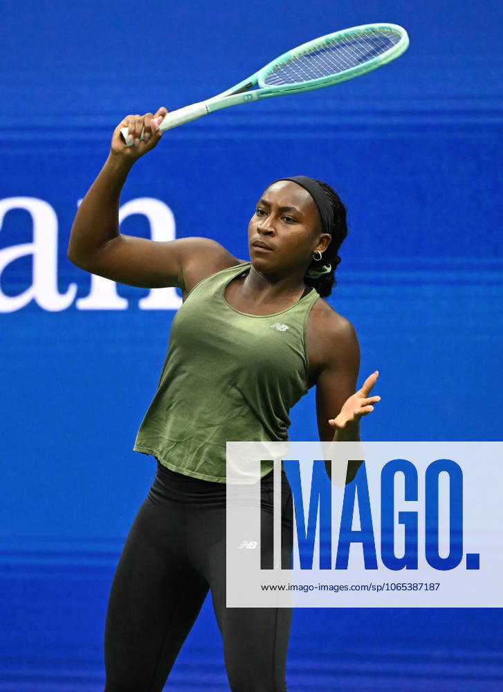 FLUSHING NY- AUGUST 21: Coco Gauff is seen on the practice court on Arthur Ashe Stadium at the USTA Billie Jean King National Tennis Center on August 21, 2025 in Flushing Queens.