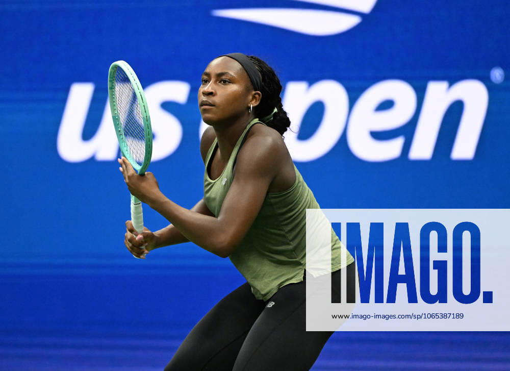 FLUSHING NY- AUGUST 21: Coco Gauff is seen on the practice court on Arthur Ashe Stadium at the USTA Billie Jean King National Tennis Center on August 21, 2025 in Flushing Queens.