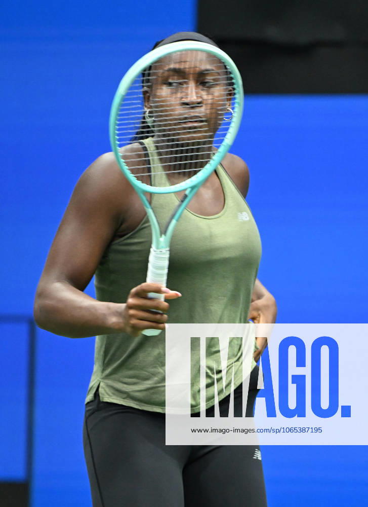 FLUSHING NY- AUGUST 21: Coco Gauff is seen on the practice court on Arthur Ashe Stadium at the USTA Billie Jean King National Tennis Center on August 21, 2025 in Flushing Queens.