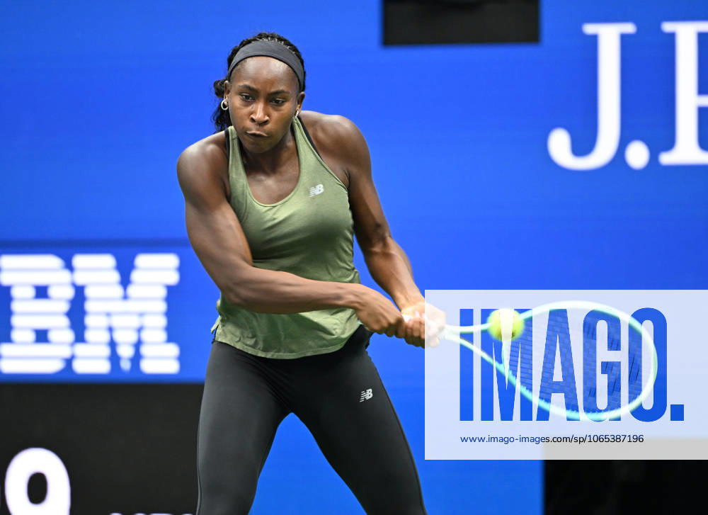 FLUSHING NY- AUGUST 21: Coco Gauff is seen on the practice court on Arthur Ashe Stadium at the USTA Billie Jean King National Tennis Center on August 21, 2025 in Flushing Queens.