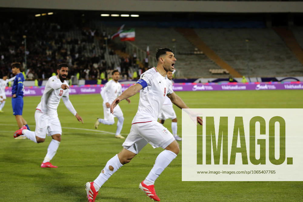 Iran v Uzbekistan - 2026 FIFA World Cup, WM, Weltmeisterschaft, Fussball Asian Qualifiers TEHRAN, IRAN - MARCH 25: Mehdi Taremi of Iran celebrates after scoring a goal during the 2026 FIFA World Cup Asian Qualifiers Group A game between Iran and Uzbekistan at Azadi Stadium on March 25, 2025 in Tehran, Iran. Iran World. Editorial use only. Please get in touch for any other usage.