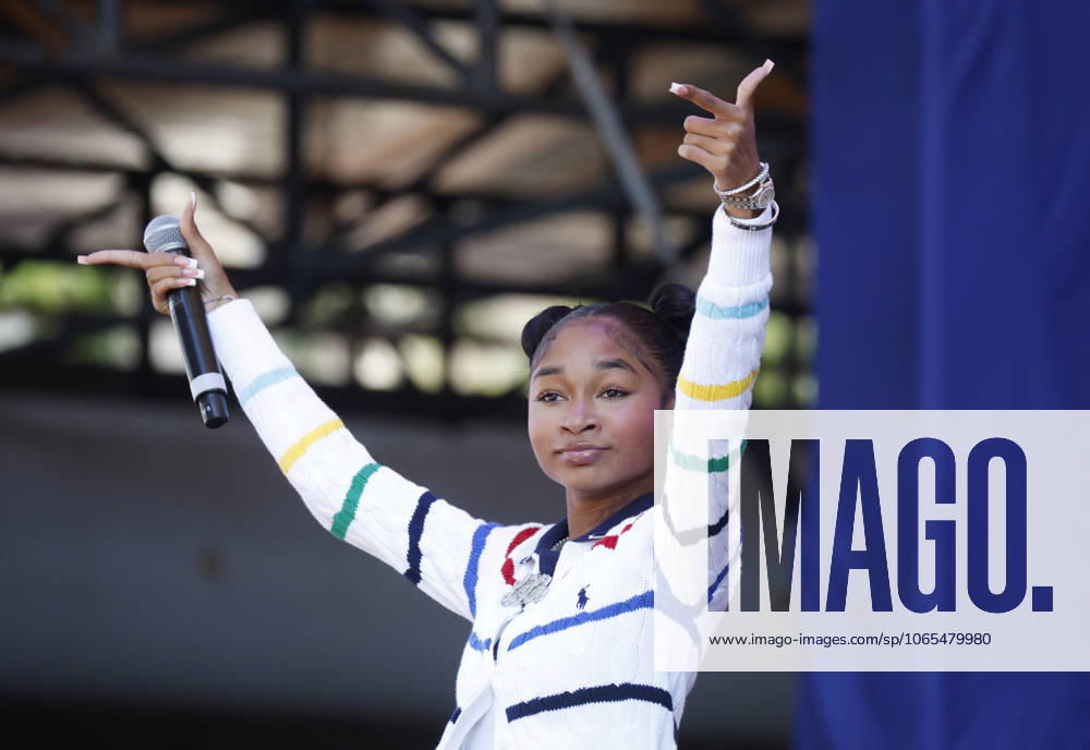 American rapper and singer That Girl Lay Lay performs outside by Arthur Ashe Stadium for Arthur Ashe Kids Day at the 2025 US Open Tennis Championship at the USTA Billie Jean King National Tennis Center in New York City on Saturday, August 23, 2025 in New York City. NYP20250823101 JOHNxANGELILLO