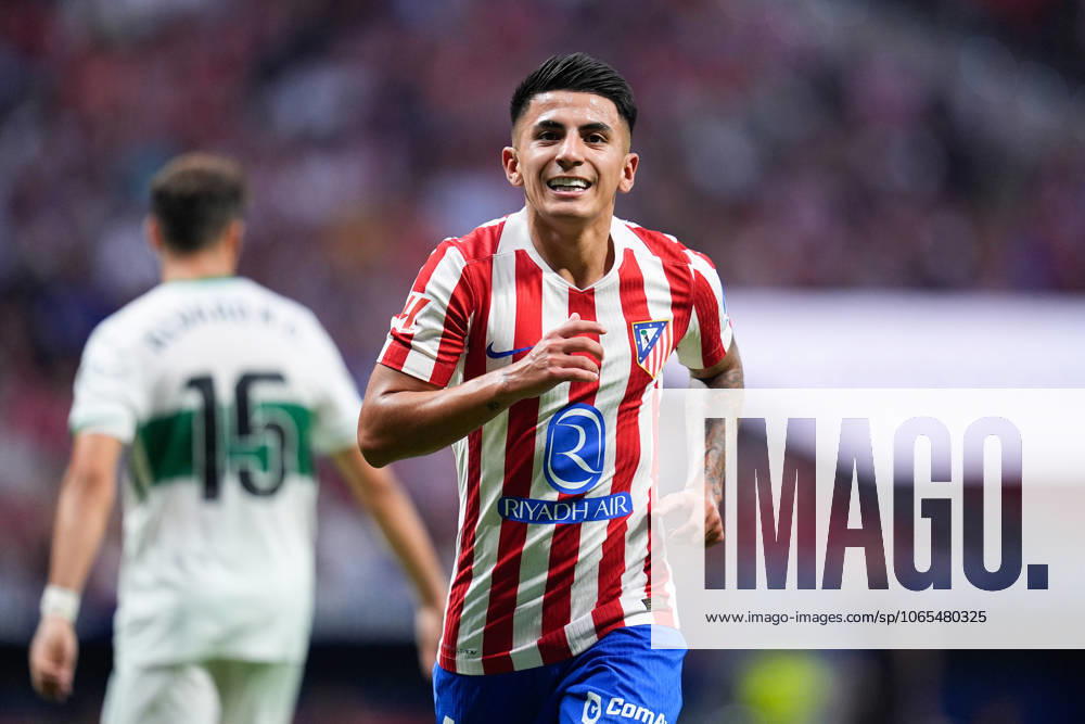 Thiago Almada of Atletico de Madrid smiles during the Spanish League, LaLiga EA Sports, football match played between Atletico de Madrid and Elche CF at Riyadh Air Metropolitano stadium on August 23, 2025, in Madrid, Spain. Madrid Spain - ZUMAa181 20250823_zaa_a181_253