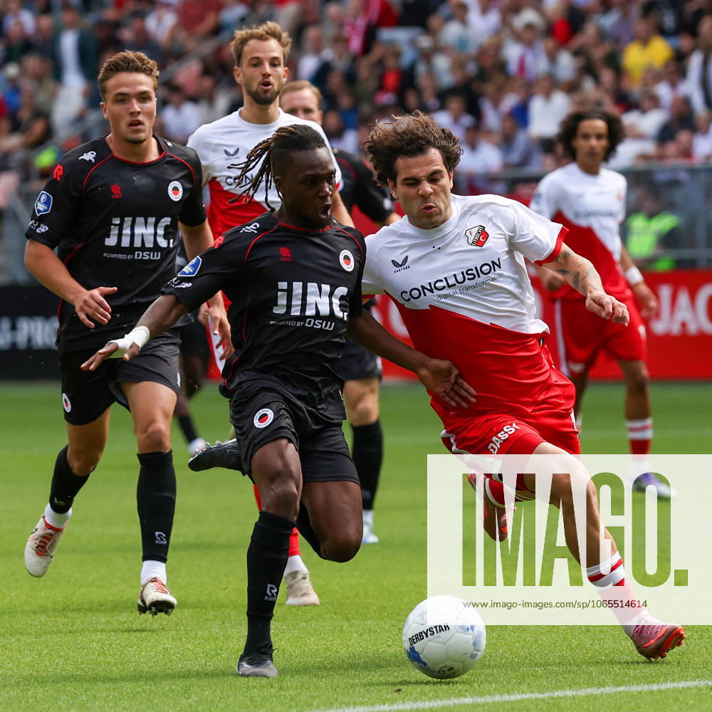 2025-08-24 FC Utrecht v Excelsior Rotterdam - Dutch Eredivisie UTRECHT, NETHERLANDS - AUGUST 24: Arthur Zagre of Excelsior Rotterdam, Miguel Rodriguez of FC Utrecht during the Dutch Eredivisie match between FC Utrecht and Excelsior Rotterdam at Stadion de Galgenwaard on August 24, 2025 in Utrecht, Netherlands. Utrecht Stadion de Galgenwaard Netherlands Content not available for redistribution in The Netherlands directly or indirectly through any third parties.
