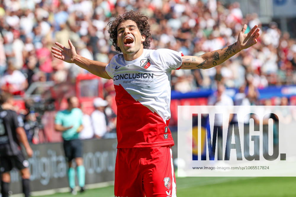 2025-08-24 FC Utrecht v Excelsior Rotterdam - Dutch Eredivisie UTRECHT, NETHERLANDS - AUGUST 24: Miguel Rodriguez of FC Utrecht celebrates after scoring his teams first goal during the Dutch Eredivisie match between FC Utrecht and Excelsior Rotterdam at Stadion de Galgenwaard on August 24, 2025 in Utrecht, Netherlands. Utrecht Stadion de Galgenwaard Netherlands Content not available for redistribution in The Netherlands directly or indirectly through any third parties.