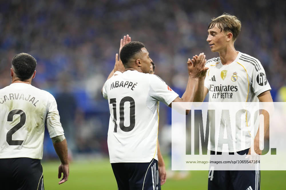 Real Oviedo v Real Madrid CF - LaLiga EA Sports Kylian Mbappe centre-forward of Real Madrid and France celebrates after scoring his sides second goal during the La Liga EA Sports match between Real Oviedo and Real Madrid CF at Carlos Tartiere on August 24, 2025 in Oviedo, Spain. Oviedo Spain