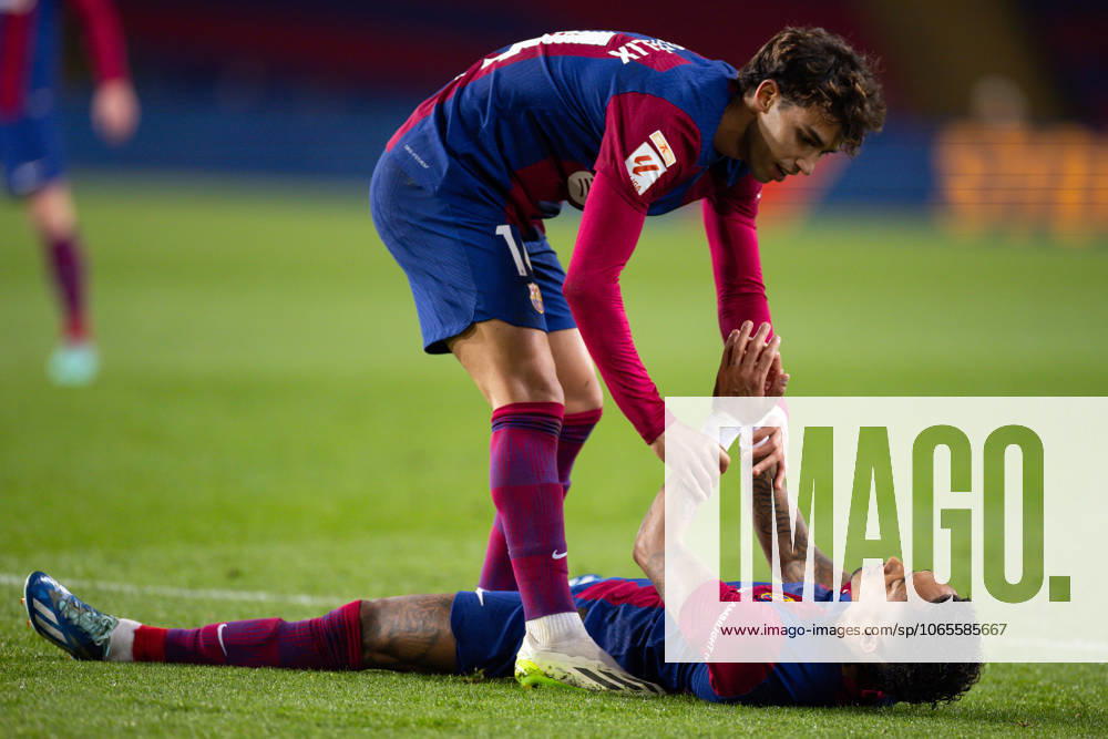 FC Barcelona, Barca v Atletico de Madrid: LaLiga BARCELONA, SPAIN - DEC 3: Joao Felix of FC Barcelona with Raphinha of FC Barcelona during the Spanish La Liga league football match between FC Barcelona vs Atletico de Madrid at the Lluis Companys stadium in Barcelona, Spain on December 3, 2023. Catalonia Spain. Editorial use only. Please get in touch for any other usage.