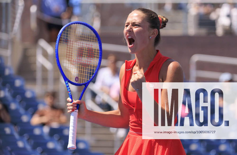 Marta Kostyuk reacts after winning her match against Katie Boulter on Day 3 of the 2025 US Open at USTA Billie Jean King National Tennis Center on Tuesday August 26, 2025 in the Flushing neighborhood of the Queens borough of New York City. JAVIER ROJAS PI Flushing Meadows USA - ZUMAp124 20250826_zaa_p124_039
