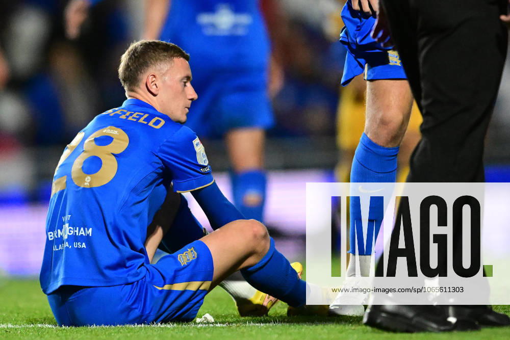 Birmingham City v Port Vale EFL Cup 26 08 2025. Birmingham City forward Jay Stansfield (28) sits on the pitch during the EFL Cup match between Birmingham City and Port Vale at the St Andrew s @ Knighthead Park, Birmingham, England on 26 August 2025. Birmingham St Andrew s @ Knighthead Park West Midlands England Editorial use only DataCo restrictions apply See www.football-dataco.com ,