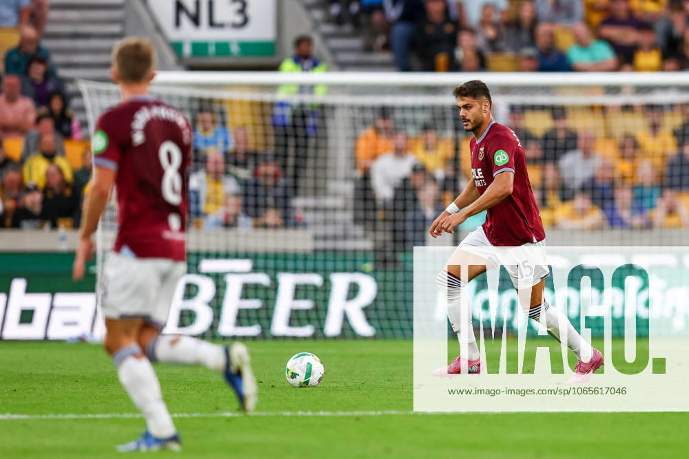 Wolverhampton Wanderers v West Ham United - Carabao Cup Second Round Konstantinos Mavropanos of West Ham plays during the Carabao Cup match between Wolverhampton Wanderers and West Ham United at Molineux in Wolverhampton, United Kingdom, on August 26, 2025. Wolverhampton West Midlands United Kingdom