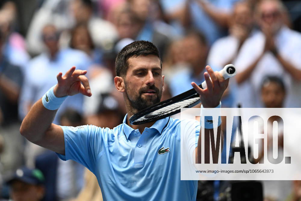 (250828) -- NEW YORK, Aug. 28, 2025 -- Novak Djokovic of Serbia celebrates after winning the men s singles second round match against Zachary Svajda of the United States at the 2025 US Open tennis championships in New York, the United States, on Aug. 27, 2025. ) (SP)U.S.-NEW YORK-TENNIS-US OPEN-MEN S SINGLES LixRui