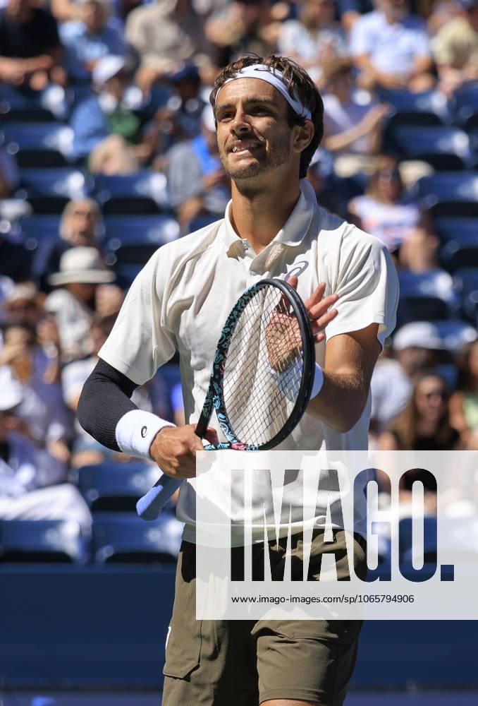 Lorenzo Musetti cheers a win during a match against Flavio Cobolli on Day 7 of the 2025 US Open at USTA Billie Jean King National Tennis Center on Saturday August 30, 2025 in the Flushing neighborhood of the Queens borough of New York City. JAVIER ROJAS PI Flushing Meadows USA - ZUMAp124 20250830_zaa_p124_018