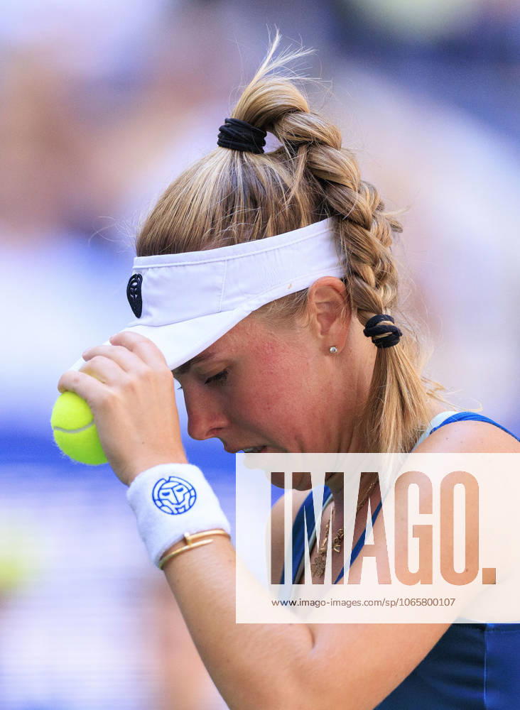 Magdalena Frech gets ready to serve during a match against Coco Gauff on Day 7 of the 2025 US Open at USTA Billie Jean King National Tennis Center on Saturday August 30, 2025 in the Flushing neighborhood of the Queens borough of New York City. JAVIER ROJAS PI Flushing Meadows USA - ZUMAp124 20250830_zaa_p124_028