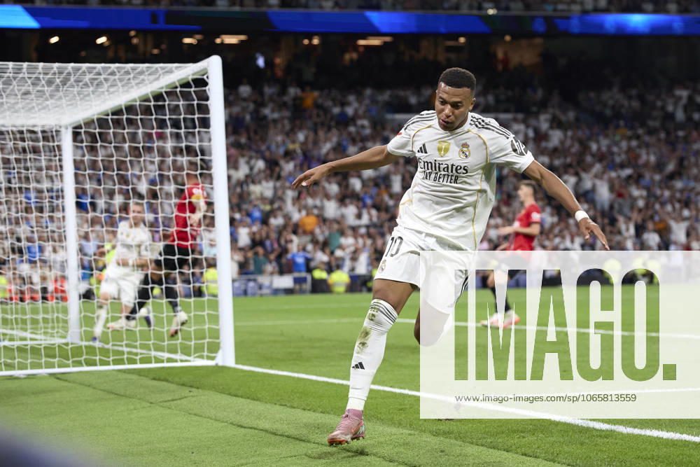 Kylian Mbappe of Real Madrid CF celebrates after scoring his team s third goal which is later disallowed during the La Liga EA match between Real Madrid and RCD Mallorca, on August 30, 2025. - 30 08 2025 - Spain Madrid Madrid - LGMx Pictorium LePictorium_0313458
