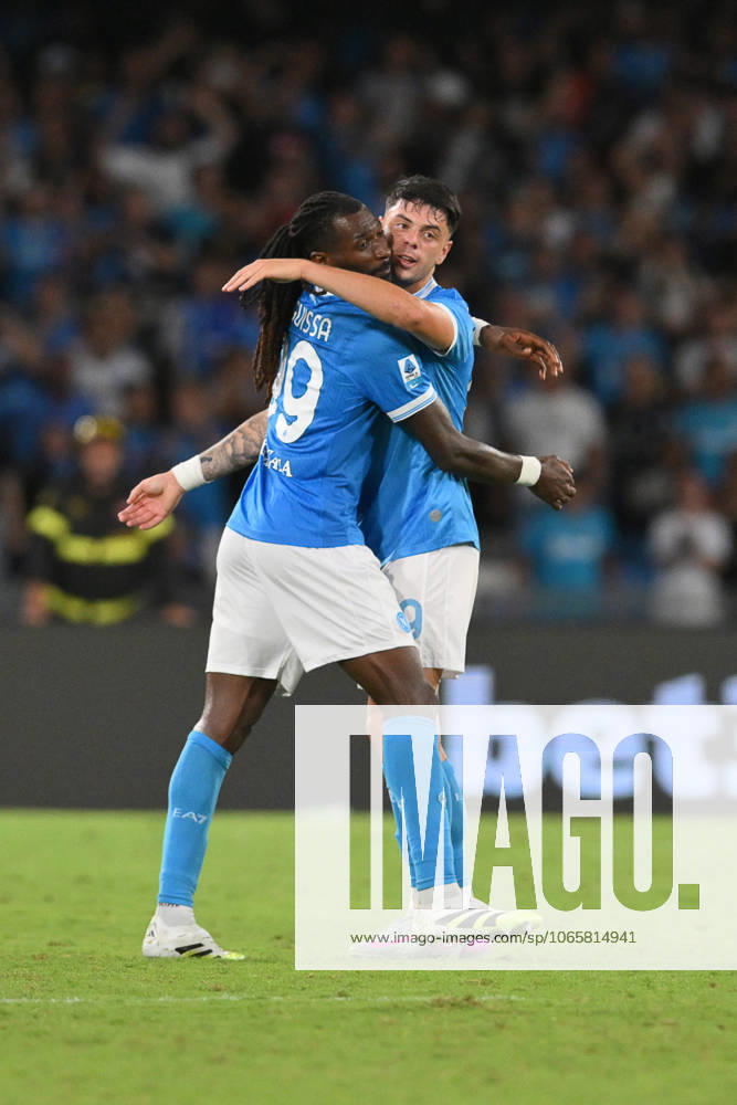 30th August 2025, Stadio Diego Armando Maradona, Naples, Italy; Serie A Football; Napoli versus Cagliari; Andre-Frank Zambo Anguissa of Napoli celebrates after scoring his goal in the 95th minute for 1-0 AllShotLive Content restricted for UK based newspaper