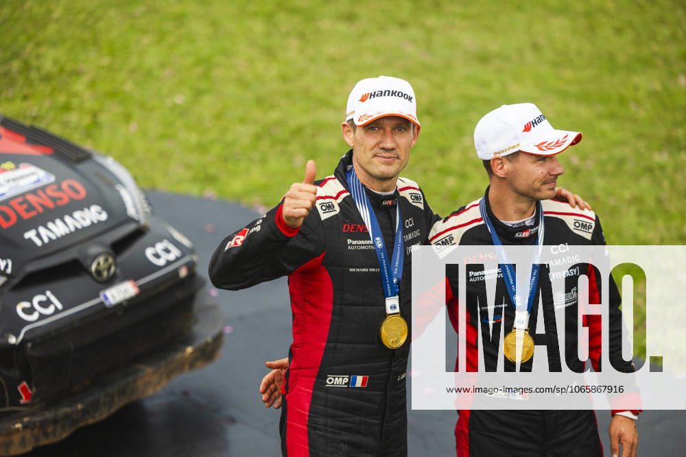 AUTO - WRC, Motorsport Rallye, WM - RALLY DEL PARAGUAY 2025 OGIER Sebastien, Toyota GR Yaris Rally1, portrait, LANDAIS Vincent, Toyota GR Yaris Rally1, portrait, podium, portrait during the 2025 Rally del Paraguay, 10th round of the 2025 WRC World Rally Car Championship, from August 28 to 31, 2025 at Encarnacion, Itapua, Paraguay - EncarnacionParaguay