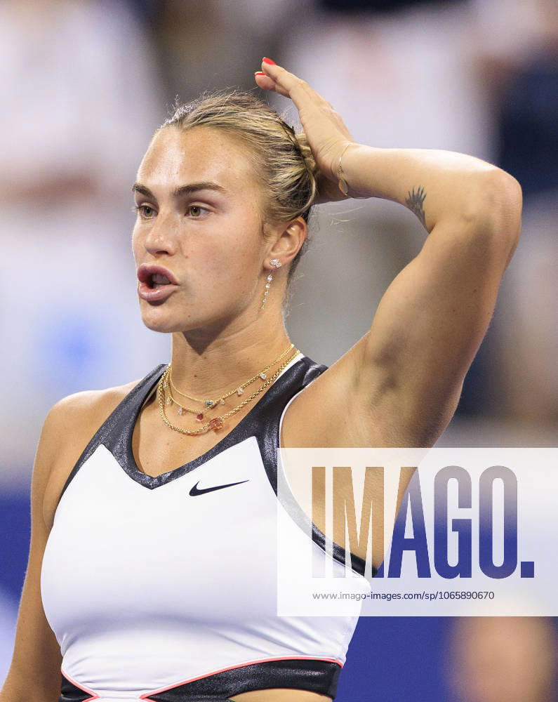 Aryna Sabalenka during a match against Cristina Busca on Day 8 of the 2025 US Open at USTA Billie Jean King National Tennis Center on Sunday August 31, 2025 in the Flushing neighborhood of the Queens borough of New York City. JAVIER ROJAS PI Flushing Meadows USA - ZUMAp124 20250831_zaa_p124_216