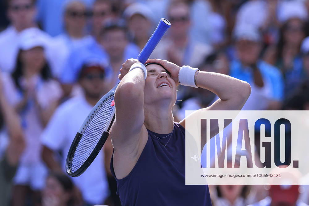 Karolina Muchova reacts in disbelieve after winning her match against Marta Kostyuk on Day 9 of the 2025 US Open at USTA Billie Jean King National Tennis Center on Monday September 1, 2025 in the Flushing neighborhood of the Queens borough of New York City. JAVIER ROJAS PI Flushing Meadows USA - ZUMAp124 20250901_zaa_p124_086