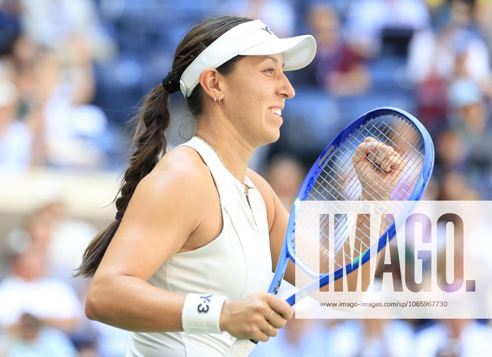 Jessica Pegula celebrates after defeating Barbora.Krejcikova of Czechia in straight sets in their quarterfinal match in Arthur Ashe Stadium on day 8 at the 2025 US Open Tennis Championship at the USTA Billie Jean King National Tennis Center in New York City on Tuesday, September 2, 2025. NYP20250902103 JOHNxANGELILLO
